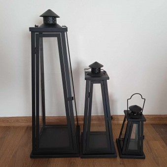 Kovové černé lucerny set 3 ks